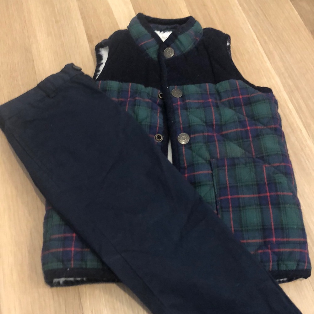 Sherpa vest and TWO pair Ralph Lauren navy pants. Holiday, wedding, phot shoot - Picture 1 of 7